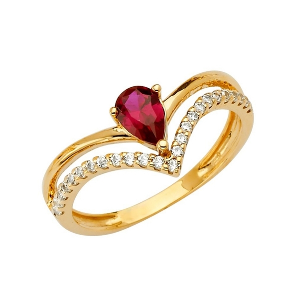 14KT Gold Two Line Fancy CZ Ring - Picture 2 of 3